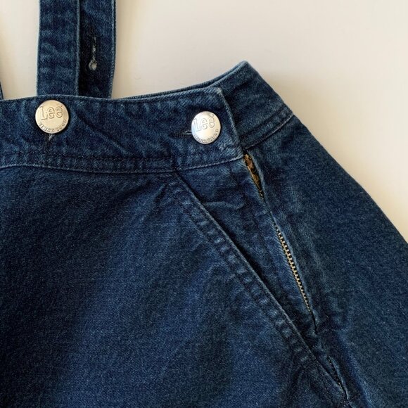 Lee Denim Jean Short Skirt Suspender Overalls Prep Western Coastal Cowgirl Boho - Picture 5 of 13